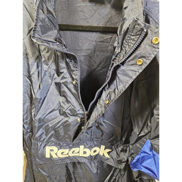 Reebok Vintage Spellout Windbreaker Pullover Snap Zip Hooded Men's Navy Size 2XL - Picture 7 of 13